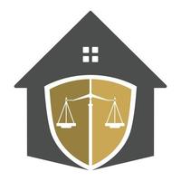 Logo-Design des Anwaltshauses. Eigentumsrechtslogo, Immobilien- und Rechtssymbol. vektor