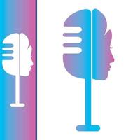 mikrofon mit frauenkopfkonzept. weibliches Podcast-Logo-Design. vektor