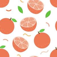 sömlös mönster med grapefrukt i fla stil på en vit bakgrund vektor