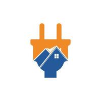 Logo-Vektordesign für das Netzkabel zu Hause. Vektorsymbol für Haus und elektrischen Stecker. vektor