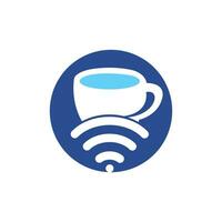 Kaffeetasse mit WLAN-Vektorsymbol-Logo. kreative Logo-Design-Vorlage für Café oder Restaurant. vektor