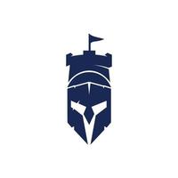 Spartan Castle Vektor-Logo-Design-Vorlage. Spartan-Logo-Designvorlage für Krieger. vektor