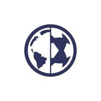Fußball-Globus-Vektor-Logo-Design-Vorlage. Illustration der Vorlage für das Logo des Fußballplaneten. vektor