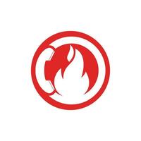 Hot Call-Vektor-Logo-Design-Konzept. Mobilteil und Feuersymbol. vektor
