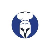spartanische Chef-Vektor-Logo-Design-Vorlage. minimales logo des kochkriegers mit kochmützenvektorillustration. vektor