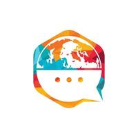 Welt-Chat-Vektor-Logo-Design. Globus-Logo mit Bubble-Talk-Symbol. vektor