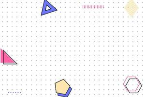 flacher geometrischer Memphis-Hintergrund mit gepunktetem Gitter vektor