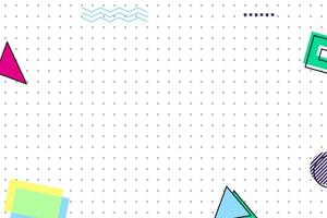 flacher geometrischer Memphis-Hintergrund mit gepunktetem Gitter vektor