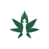 Cannabis-Schach-Vektor-Logo-Design. Marihuana-Blatt und Schach-Symbol-Logo. vektor