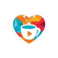 kaffe tv vektor logotyp design. kaffe råna och tv ikon logotyp begrepp.