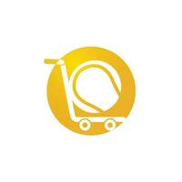 Tennisball und Trolley-Logo-Design. Tennis-Shopping-Logo-Design-Konzept. vektor