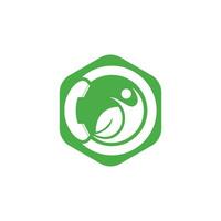 Vektor-Logo-Design für Gesundheitsanrufe. Mensch und Blatt mit Mobilteil-Symbol-Logo. vektor