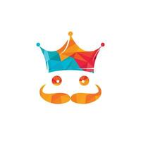 Happy King Vektor-Logo-Design. elegantes, stilvolles Schnurrbart-Kronen-Logo. vektor