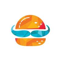 Burger King-Vektor-Logo-Design. Burger mit Krone und Schnurrbart-Symbol-Logo-Konzept. vektor