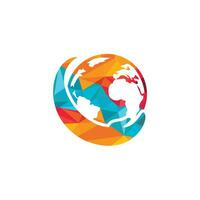Welt-Hand-Logo. Design des Weltlogos retten. globales pflegelogokonzept. vektor