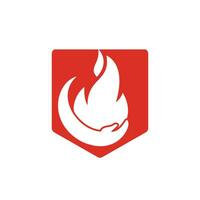 Brandschutz-Vektor-Logo-Design-Konzept. Hand- und Feuer-Icon-Logo-Design. vektor