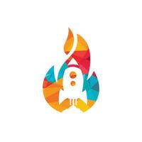 Raketenfeuer-Vektor-Logo-Design-Vorlage. Flammen- und Flugzeugsymbol oder -symbol. vektor