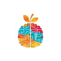 orange hjärna vektor logotyp design. logotyp av en frukt stil hjärna.