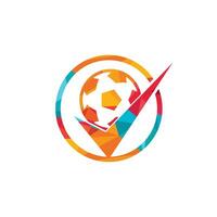 Überprüfen Sie das Design des Fußball-Vektor-Logos. Fußball und Häkchen-Symbol-Logo. vektor