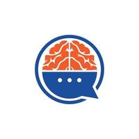 Gehirn-Chat-Vektor-Logo-Vorlage. Gehirn konsultieren Logo-Design-Konzept. vektor