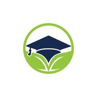 Vektor-Logo-Vorlage für Naturstudenten. Blatt mit Graduierung Hut Logo Vorlage Vektor Icon Design.