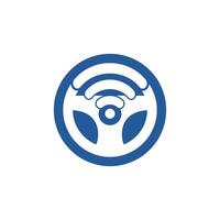 Lenkrad und Wi-Fi-Signal-Icon-Logo-Design. vektor