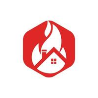 Hausbrand-Vektor-Logo-Design-Vorlage. Brand- oder Feueralarm-Logo-Konzept zu verhindern. vektor