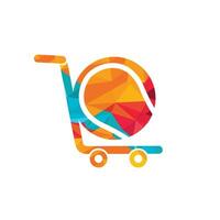 Tennisball und Trolley-Logo-Design. Tennis-Shopping-Logo-Design-Konzept. vektor