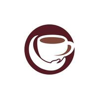 Kaffeepflege-Vektor-Logo-Design. Kaffeetasse und Hand-Icon-Design. vektor