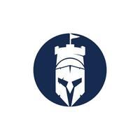 Spartan Castle Vektor-Logo-Design-Vorlage. Spartan-Logo-Designvorlage für Krieger.