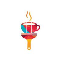 Künstler-Café-Vektor-Logo-Design-Konzept. Kaffeetasse und Pinsel-Symbol. vektor