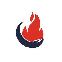 Brandschutz-Vektor-Logo-Design-Konzept. Hand- und Feuer-Icon-Logo-Design. vektor