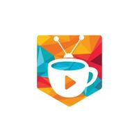 Kaffee-TV-Vektor-Logo-Design. kaffeetasse und fernseher-symbol-logo-konzept. vektor