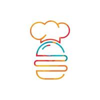 Burger-Koch-Vektor-Logo-Design-Vorlage. Retro-Fast-Food-Burger-Abzeichen-Logo-Design. vektor