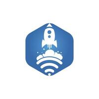 Wifi-Raketenvektor-Logo-Design. WLAN-Signalsymbol und Raketendesignvektor. vektor