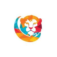 lejon vård vektor logotyp design begrepp. mänsklig hand och lejon ikon.