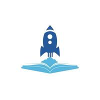 Raketenbuch-Vektor-Logo-Design. schneller E-Book-Logo-Template-Design-Vektor. vektor