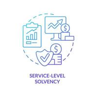 Symbol für das Konzept der Service-Level-Solvenz mit blauem Farbverlauf. Dienstverpflichtungen abzudecken. Budgetsaldo abstrakte Idee dünne Linie Illustration. isolierte Umrisszeichnung. vektor