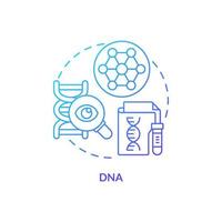 DNA-Symbol für blaues Farbverlaufskonzept. biometrische identifikationstechnologie abstrakte idee dünne linie illustration. forensische Untersuchungen. Gesundheitsakten. isolierte Umrisszeichnung. vektor