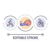 Symbol für das Konzept der Schleife für körperliche Aktivitäten. Muskelausdauertraining abstrakte Idee dünne Linie Illustration. Individualsport. Krafttraining. isolierte Umrisszeichnung. editierbarer Strich. vektor