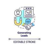 Leads-Konzept-Symbol generieren. Website-Klassifizierung abstrakte Idee dünne Linie Abbildung. Content-Strategie. isolierte Umrisszeichnung. editierbarer Strich. vektor