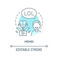 Meme Türkis Konzept Symbol. Video, statische Witze. lustiger Inhalt. social media trend abstrakte idee dünne linie illustration. isolierte Umrisszeichnung. editierbarer Strich. vektor