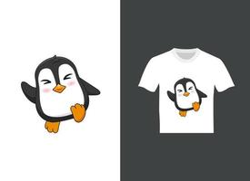 grafischer T - Shirtentwurf des niedlichen Pinguin-Cartoon. Vektor-Illustration vektor