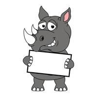 niedliche Nashorn-Tier-Cartoon-Illustration vektor