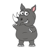 niedliche Nashorn-Tier-Cartoon-Illustration vektor