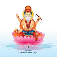 hindu Gud vishwakarma puja skön firande kort bakgrund vektor