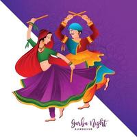 firande garba natt par spelar garba och dandiya Semester kort bakgrund illustration vektor