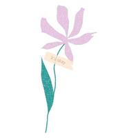 handgezeichnete Trockenblume mit Washi Tape. Vektorelement isoliert auf weißem Hintergrund vektor