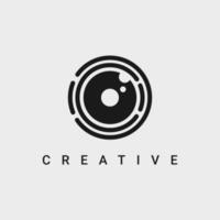 minimales Logo-Designbild für Kameraobjektivfotografie vektor