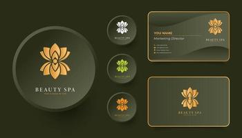 elegant lotus blommor logotyp med bussines kort mall design vektor